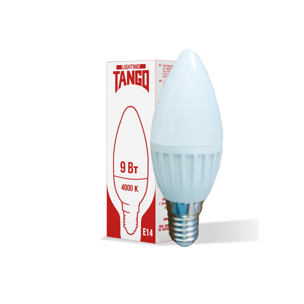 Светодиодная лампа TANGO 9W E14 свеча 4000K 220V LED C37-9W-E14-W 1003948