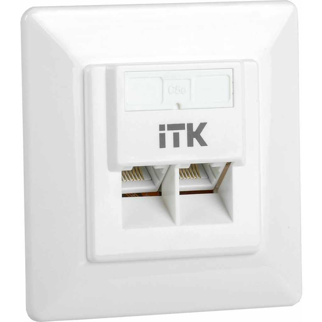 Внутренняя информационная розетка IEK ITK RJ45 кат. 5Е UTP 2 порта CS2-1C5EU-2-1
