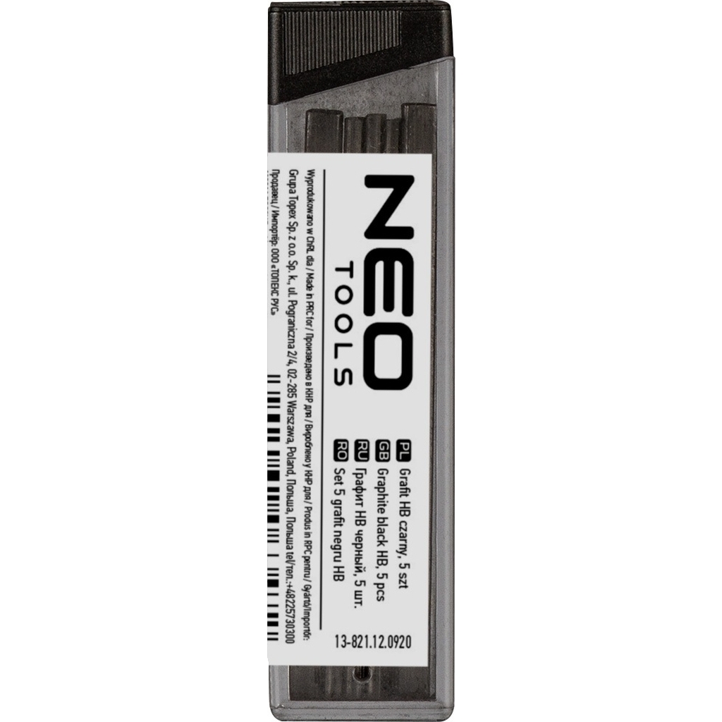 Черный Грифель для карандаша NEO Tools HB, для карандаша 13-810, 5 шт 13-821