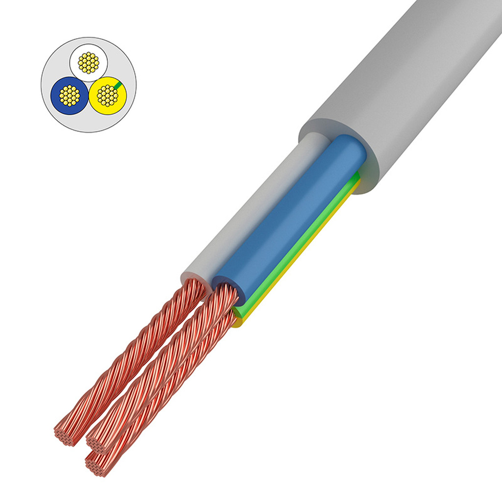 Провод ПВС REXANT 3x1,0 кв.мм белый 50 м ГОСТ 01-8044-50