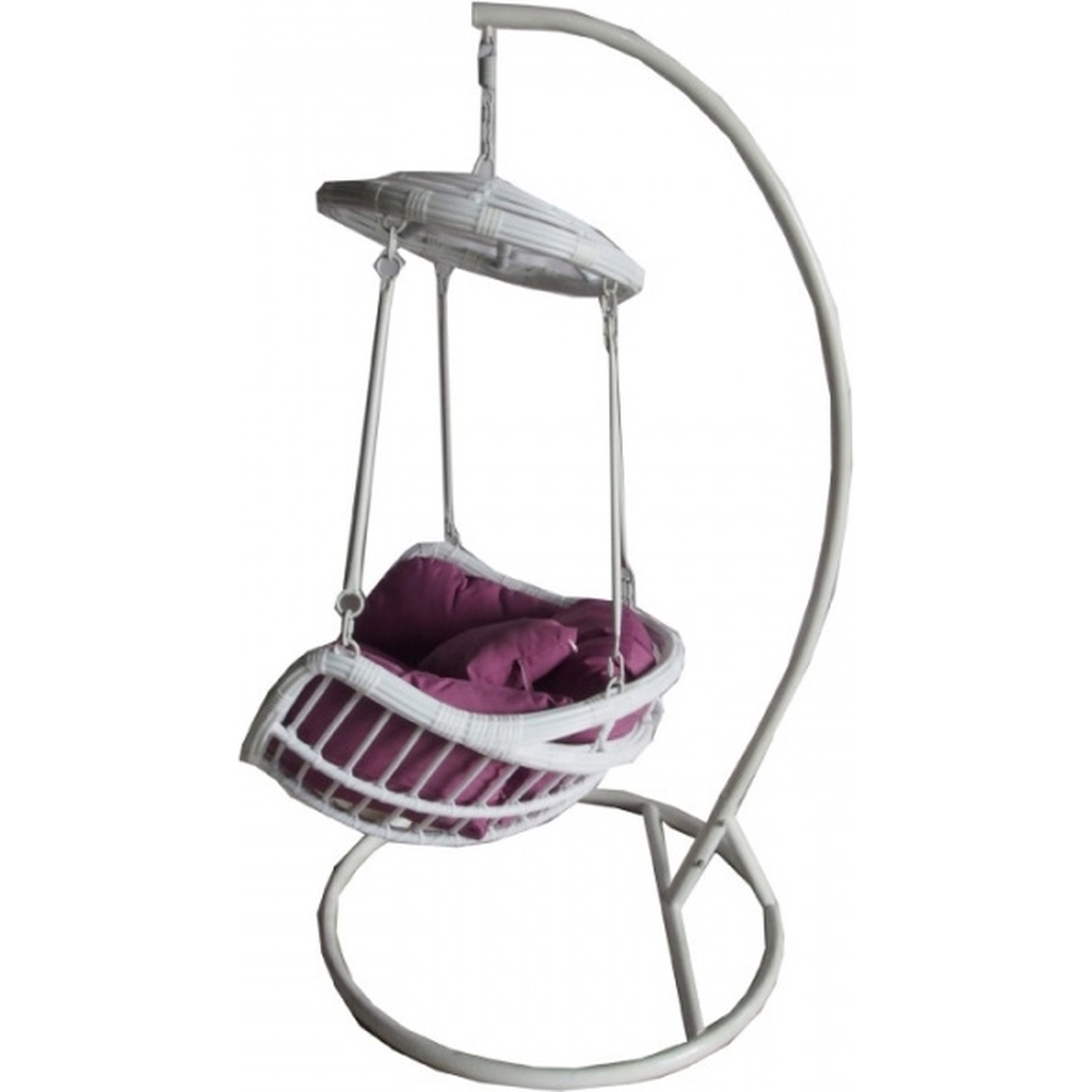 Подвесное кресло Vinotti белый каркас, фиолетовая подушка 44-004-17
