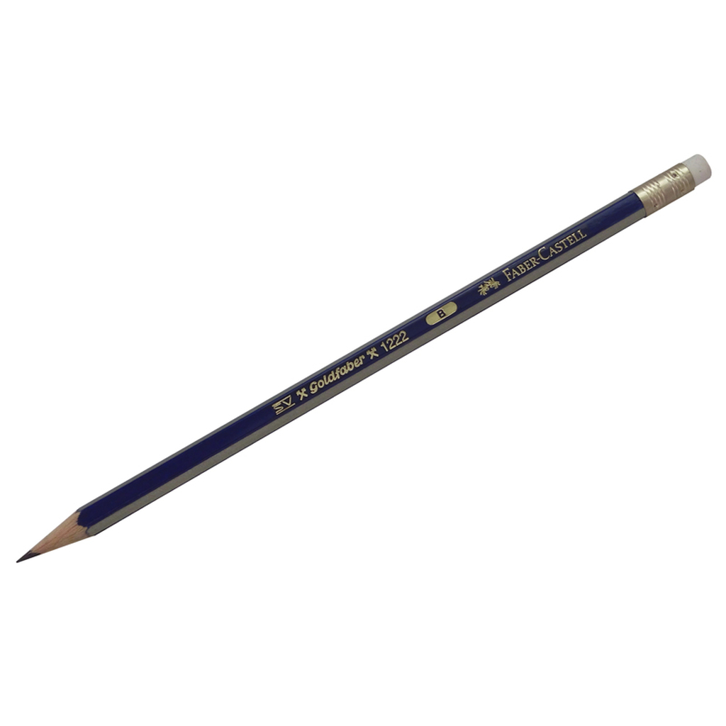 Чернографитный карандаш Faber-Castell Goldfaber 1222 B, с ластиком, заточенный 116801