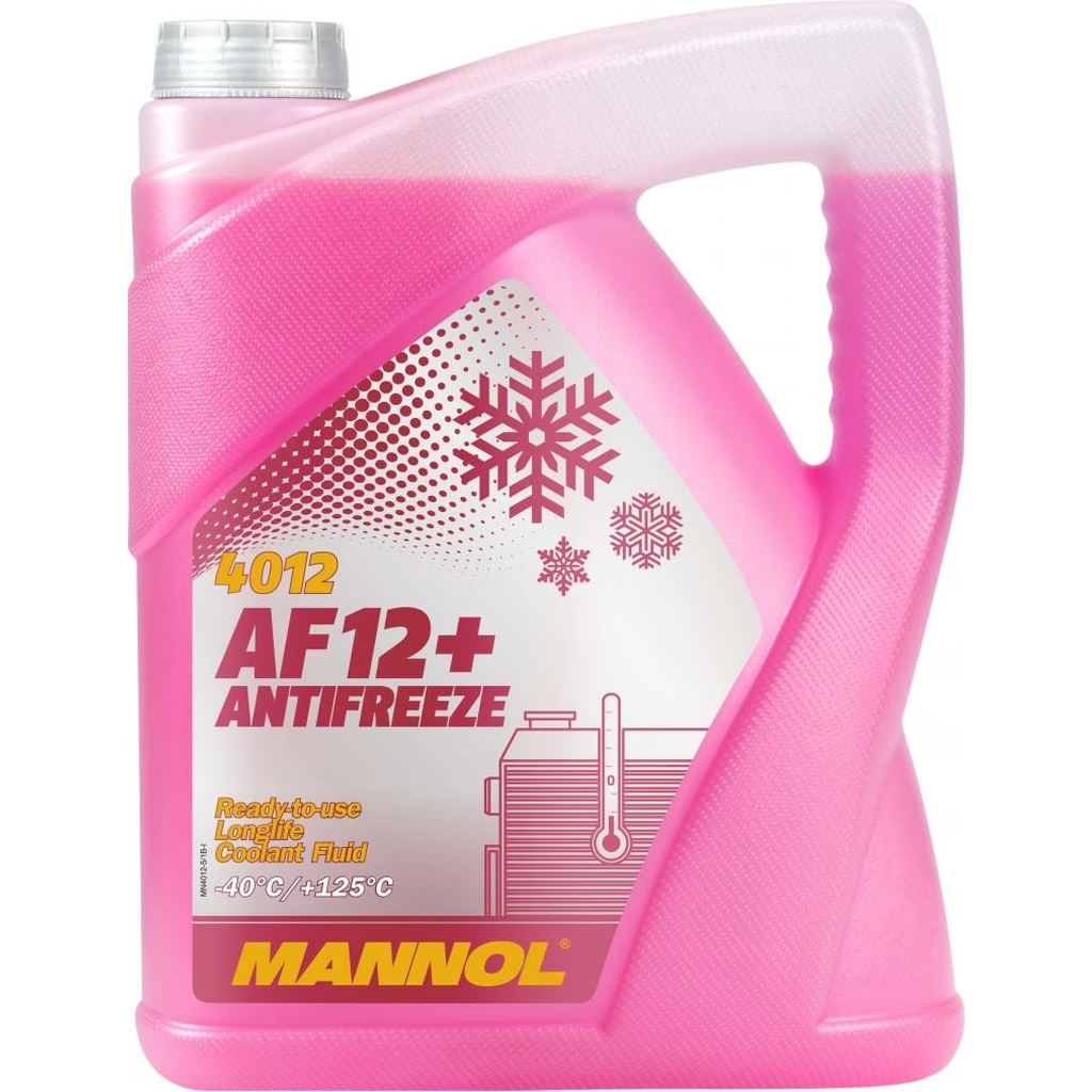 Готовый раствор охлаждающей жидкости MANNOL ANTIFREEZE LONGLIFE AF12+ антифриз красный, 5 л 2039