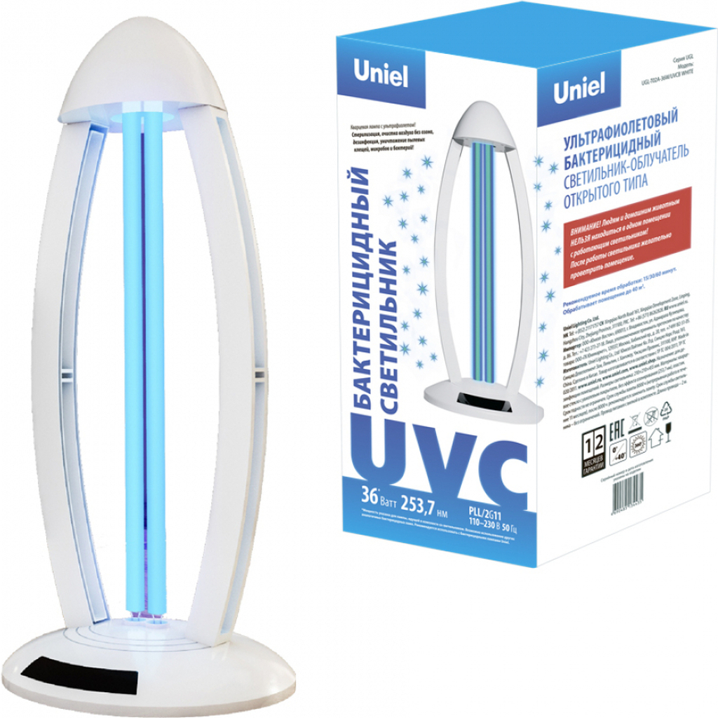 Ультрафиолетовый бактерицидный светильник Uniel 36W/UVCB WHITE настольный UGL-T02A