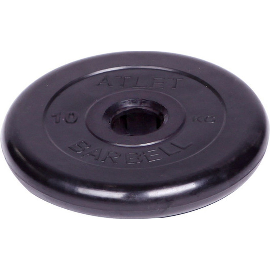 Обрезиненный диск Barbell Atlet d 51 мм, чёрный, 10.0 кг СГ000001048