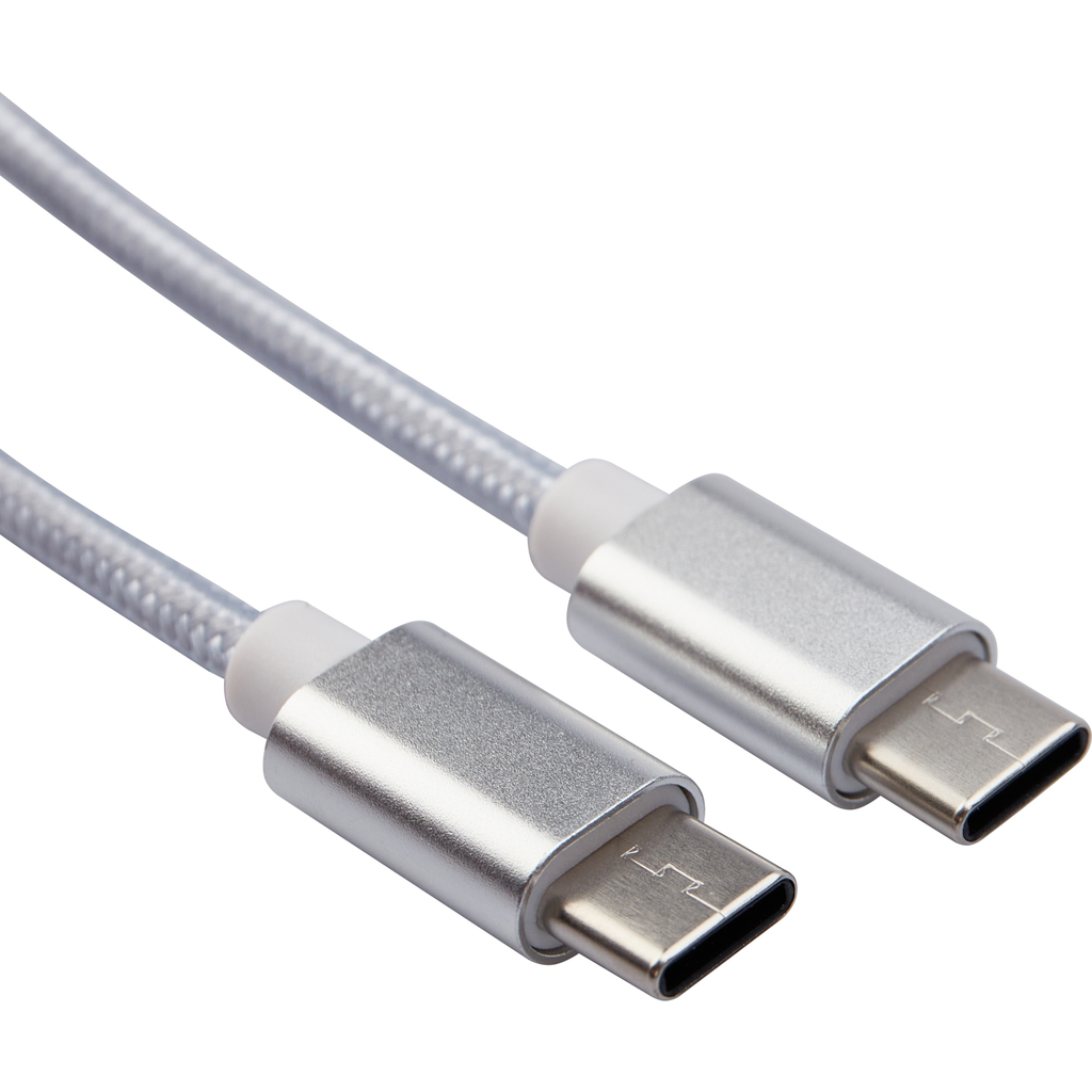 Кабель USB Type-C - Type-C REXANT 2,4A серебристая нейлоновая оплетка 1 м 18-1835