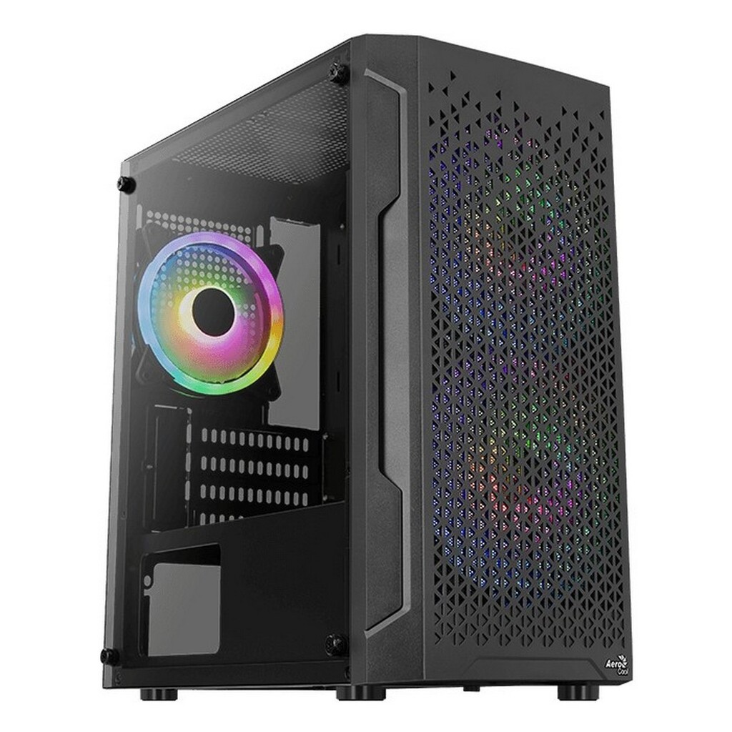 Корпус MiniTower AeroCool Trinity Mini-G-BK-v1 (mATX, Glass Window, USB3.0 x2, USB2.0 x1, 120mm black x1) (4710562758610)