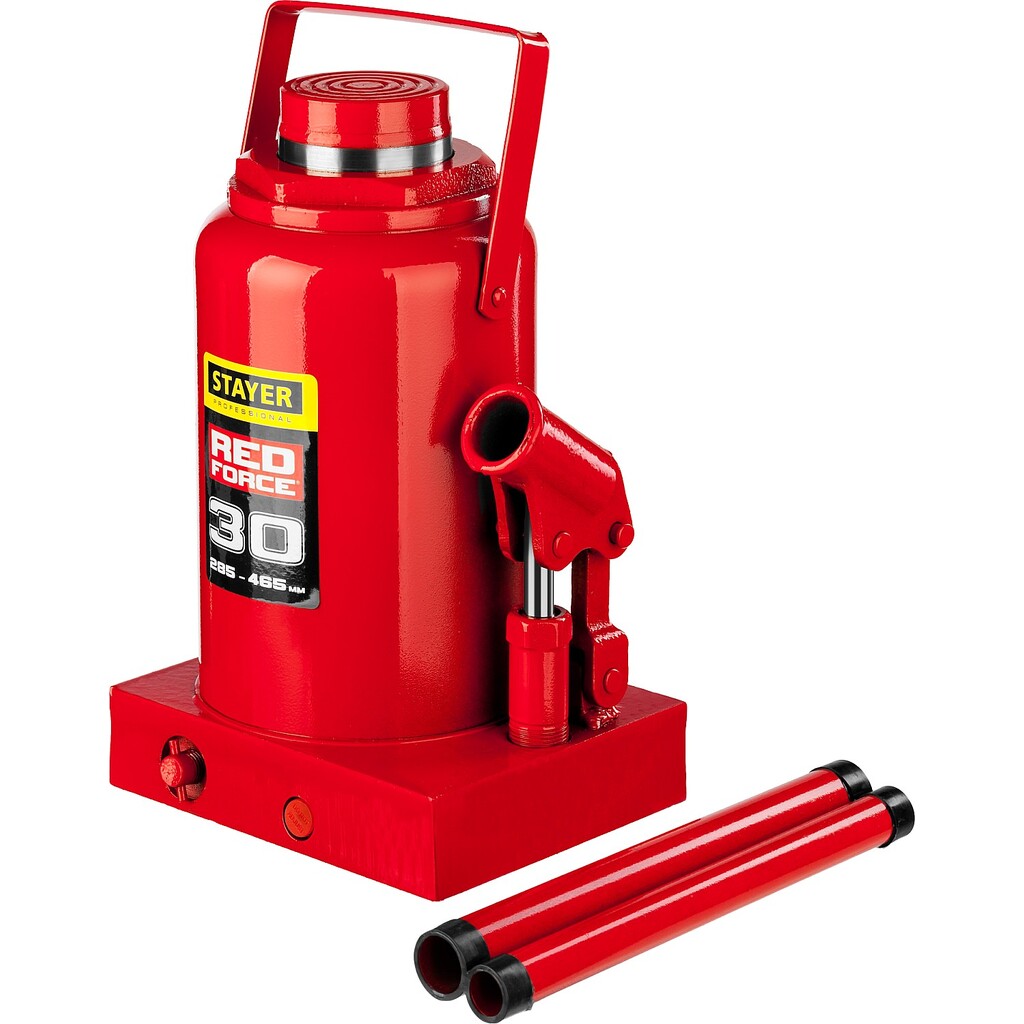 Гидравлический бутылочный домкрат STAYER RED FORCE, 30т, 285-465 мм, 43160-30 43160-30_z01