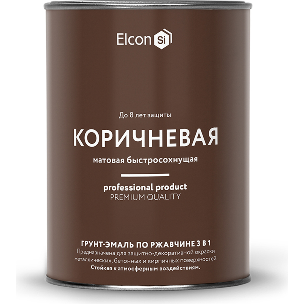 Грунт - эмаль по ржавчине Elcon 3 в 1 матовая, коричневая, 0.8 кг 00-00462303