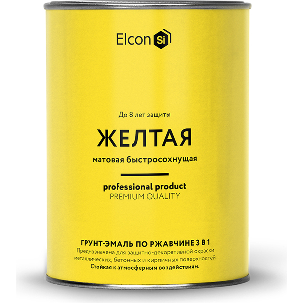 Грунт - эмаль по ржавчине Elcon 3 в 1 матовая, желтая, 0.8 кг 00-00462301