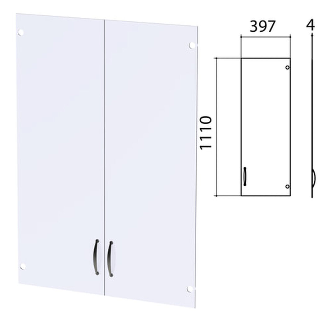 Дверь СТЕКЛО "Этюд", КОМПЛЕКТ 2 шт., 397х4х1110 мм, 400668-78