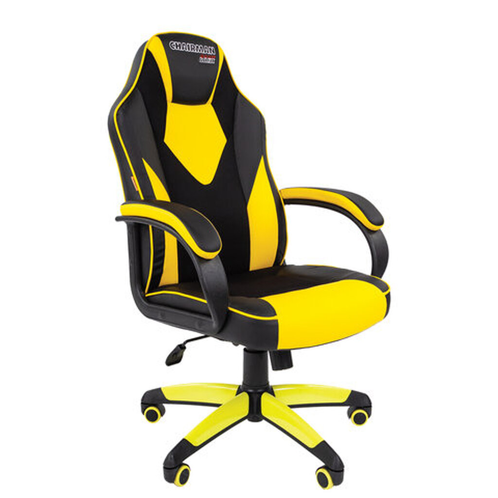 Кресло компьютерное СН GAME 17, ткань TW/экокожа, черное/желтое, 7028515 CHAIRMAN