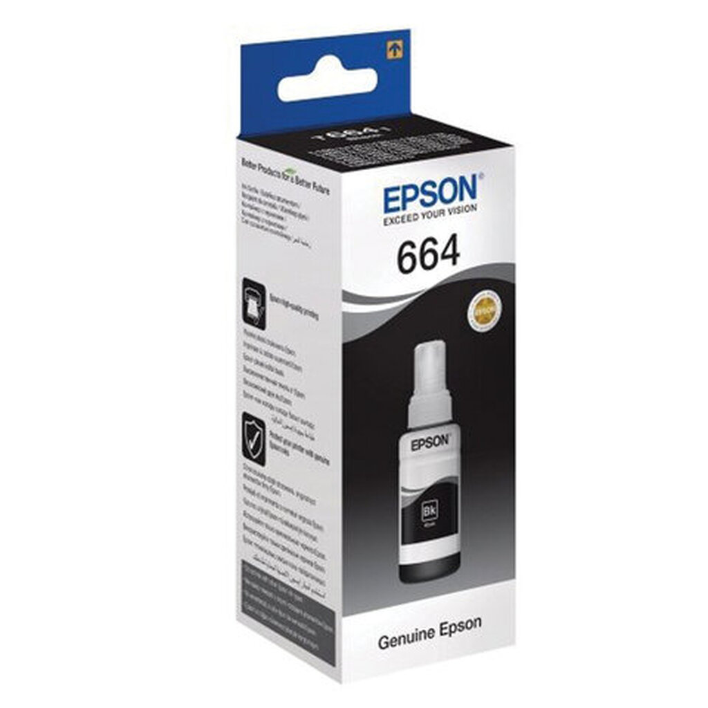 Чернила EPSON (C13T66414A/198) для СНПЧ Epson L100/L110/L200/L210/L300/L456/L550, черные, оригинальные