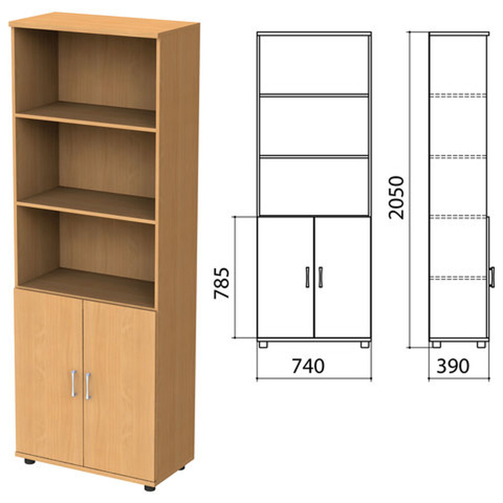 Шкаф полузакрытый "Монолит", 740х390х2050 мм, цвет бук бавария (КОМПЛЕКТ) MONOLITH