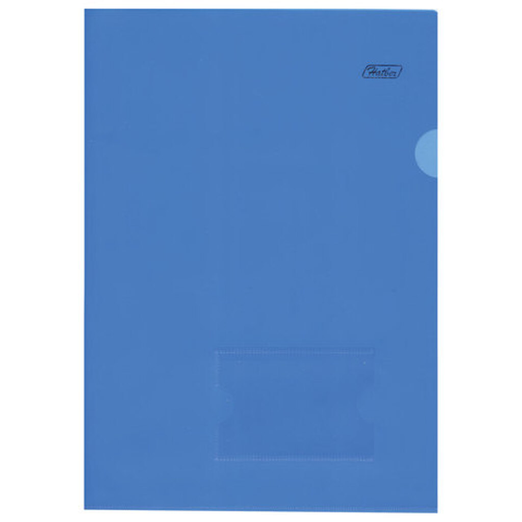 Папка-уголок с карманом для визитки, А4, синяя, 0,18 мм, AGкм4 00102, V246955 HATBER