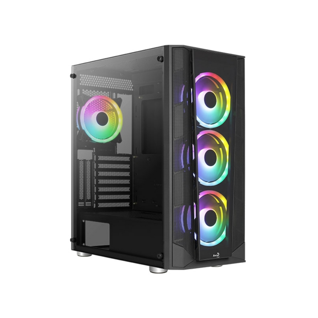 Корпус MidiTower AeroCool PRISM-G-BK-v2 ATX Black 4*120mm FRGB fan (4711099471768)