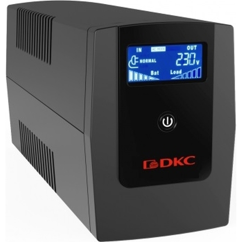 Линейно-интерактивный источник бесперебойного питания DKC 1500 ВА/900 Вт, 1/1, 4xIEC C13, USB + RJ45, LCD, 2x8Aч INFOLCD1500I