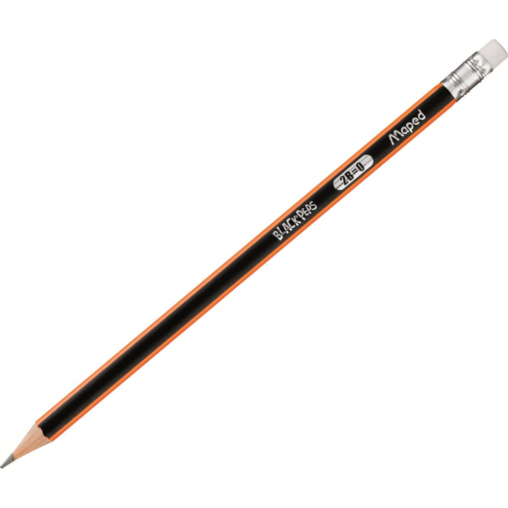 Чернографитный карандаш Maped трехгранный 2B с ластиком, 851722 994914