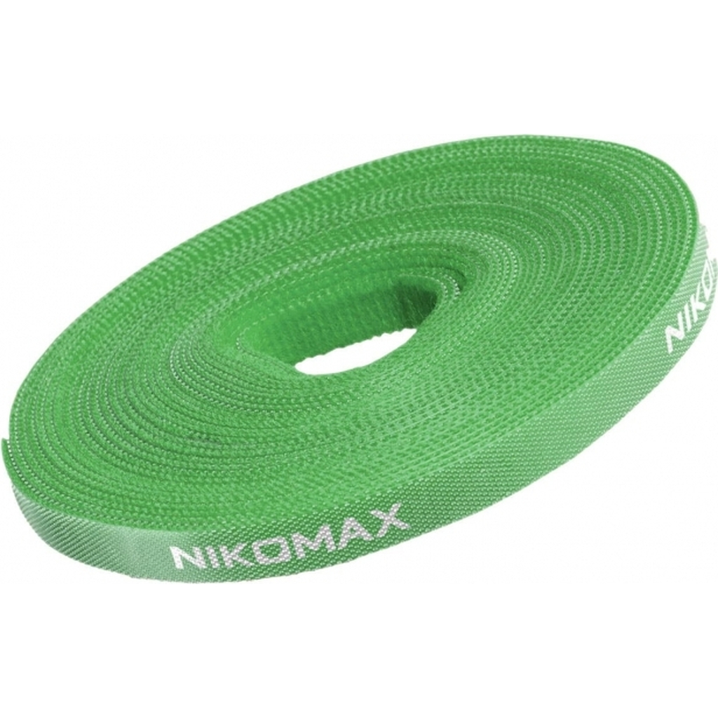 Стяжка-липучка NIKOMAX нарезаемая, в рулоне 5 м, ширина 9 мм, зеленая NMC-CTV05M-09-RL-GN