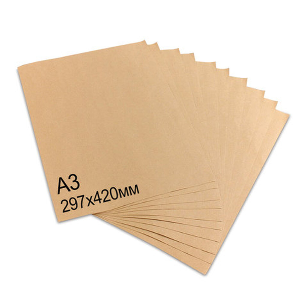 Крафт-бумага в листах А3, 297х420 мм, плотность 78 г/м2, 100 листов, BRAUBERG 440149
