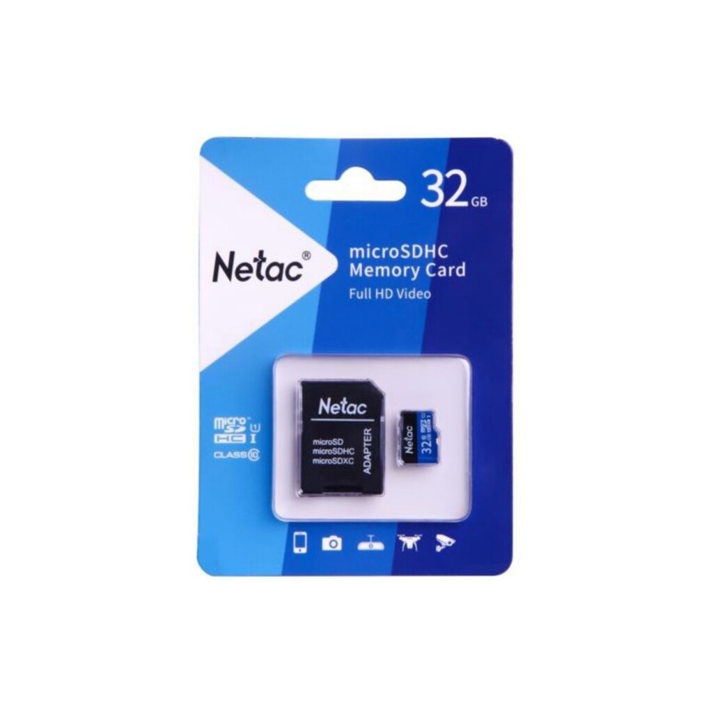 Флеш карта microSDHC 32GB Netac P500 (с SD адаптером) 80MB/s (NT02P500STN-032G-R)
