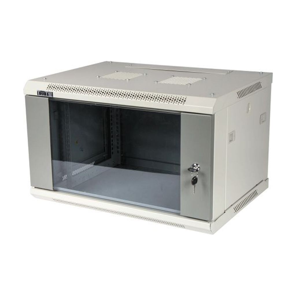 Шкаф настенный LANMASTER серии Pro, 6U 600x600, стеклянная дверь (TWT-CBWPG-6U-6x6-GY) TWT-CBWPG-6U-6X6-GY