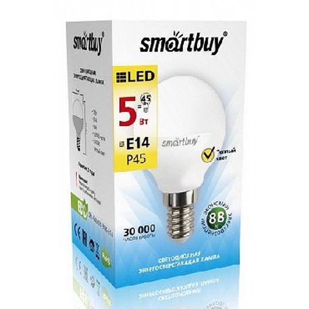 Светодиодная лампа Smartbuy LED P45-05W/3000/E14 SBL-P45-05-30K-E14