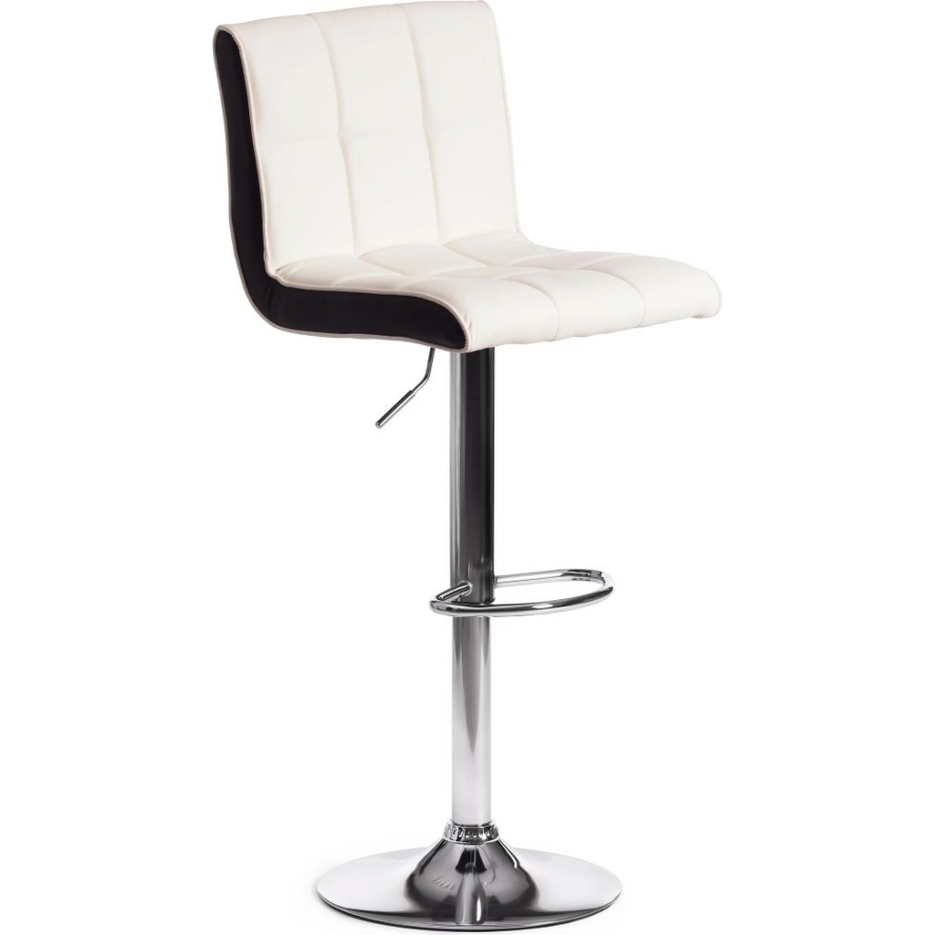 Барный стул Tetchair BARBER KY711D металл/экокожа, 43x50x92-103 см, белый/черный/хром 15094
