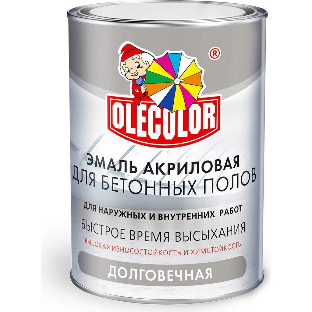 Акриловая эмаль для бетонных полов OLECOLOR серый, 10 кг 4300007691