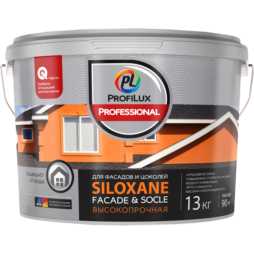 ВД краска Profilux Professional SILOXANE FACADE & SOCLE base 1, 13 кг МП00-005852