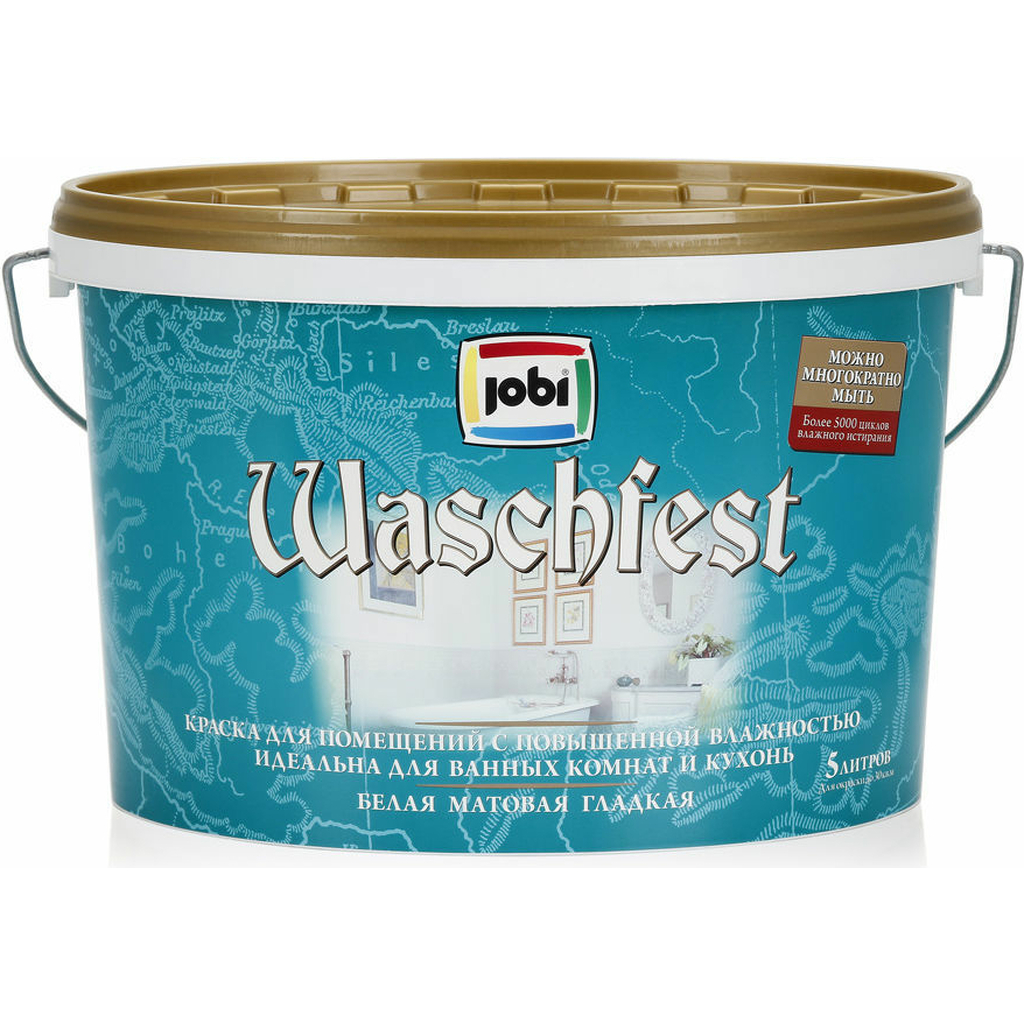 Краска для кухонь и ванных комнат JOBI WASCHFEST 5 л 10524