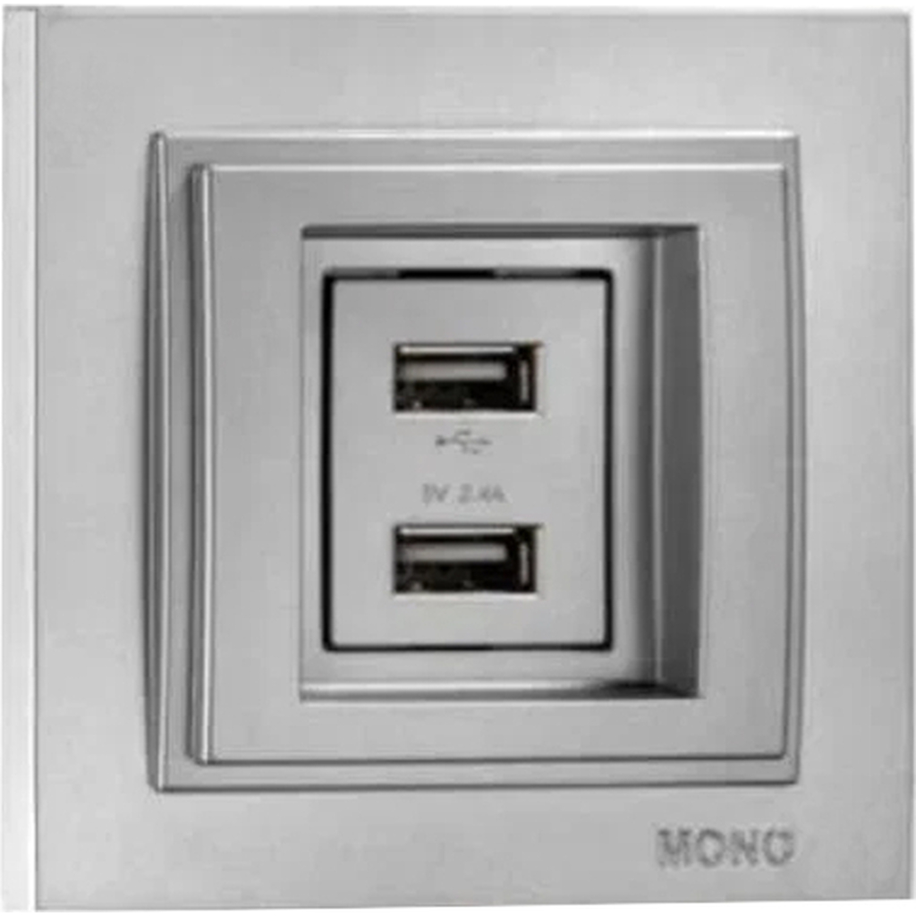 2-я USB розетка Mono Electric DESPINA зарядка, серебро 102-212105-178