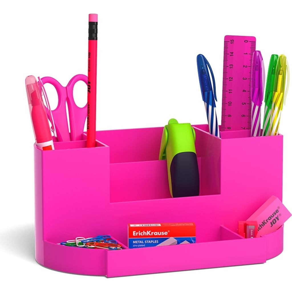 Настольный пластиковый набор ErichKrause Victoria Neon Solid розовый 53263