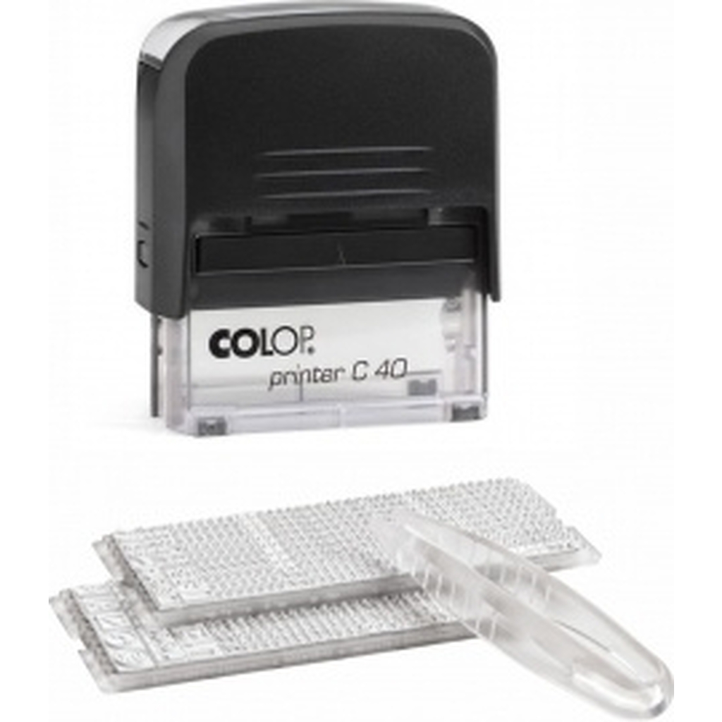 Самонаборный штамп Colop Printer пластмассовый, 6 строк 2 кассы, рамка C40-SET F чер