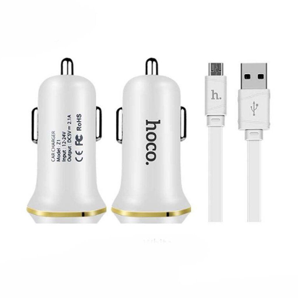 Автозарядка HOCO Z1 АЗУ 2USB 2.1A для MICRO USB (WHITE)