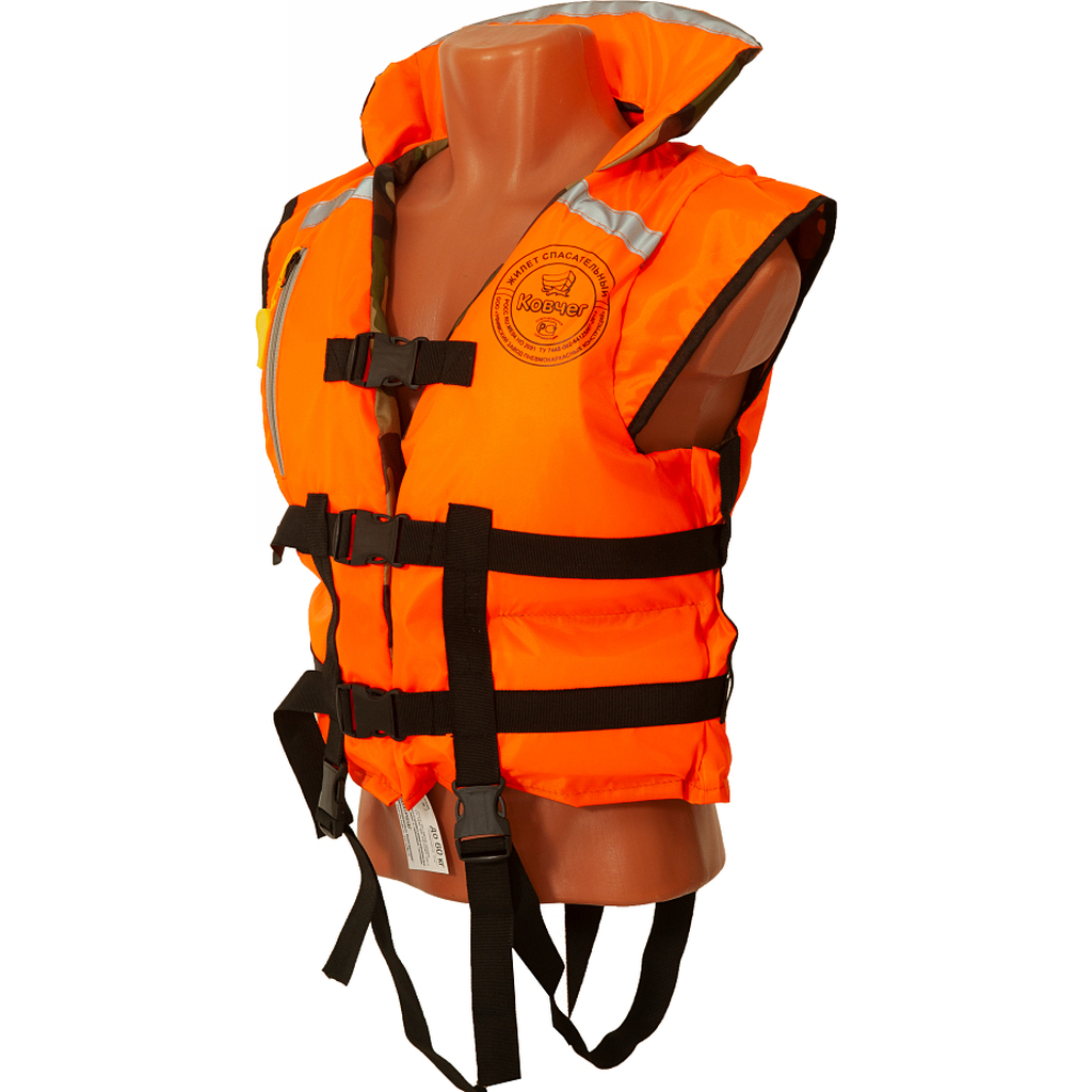 Спасательный жилет КОВЧЕГ Хобби, S-M/44-48, до 60 кг, оранжевый/камуфляж 725301095