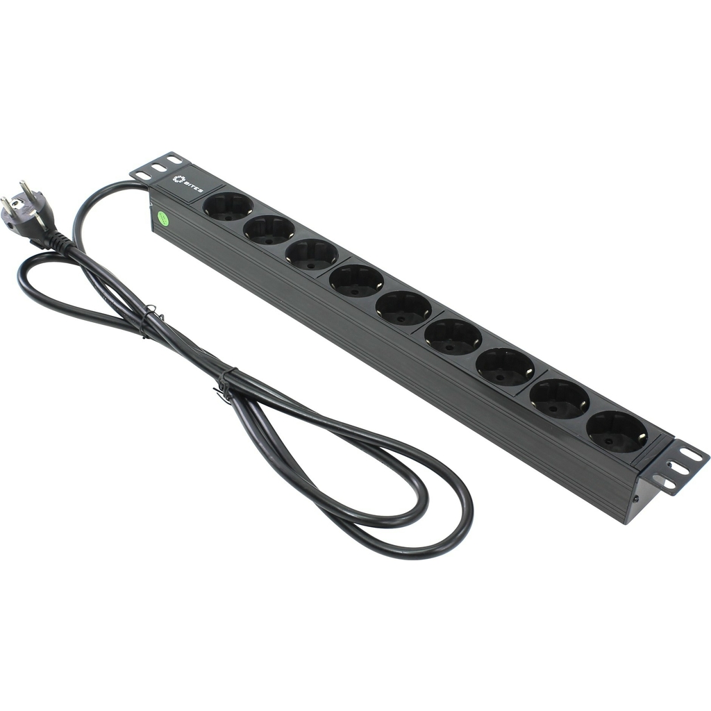 Блок розеток 5bites 9 розеток, огнеупорный пластик, 1U, 19", VDE 2м PDU919P-02