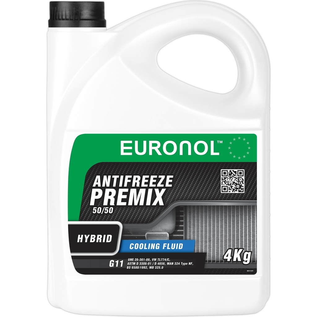 Охлаждающая жидкость EURONOL ANTIFREEZE HYBRID READY G11, зеленый, 4 кг 80213