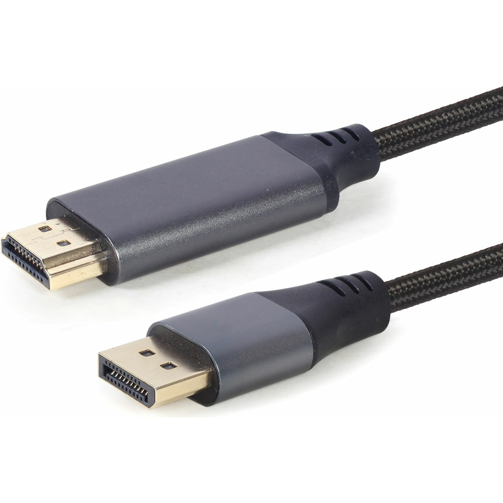 Кабель DisplayPort->HDMI Cablexpert 4K, 1.8м, 20M/19M, черный, экран, пакет CC-DP-HDMI-4K-6