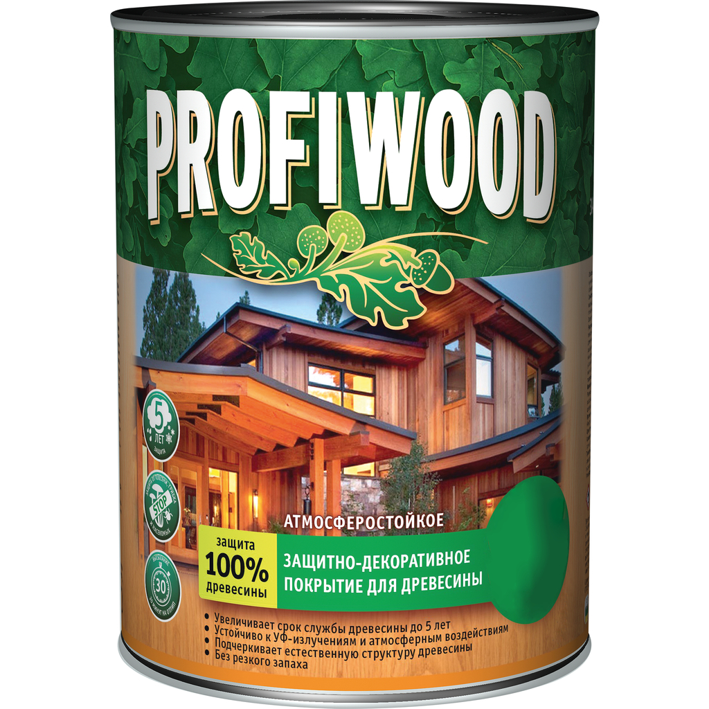 Защитно-декоративное покрытие для древесины PROFIWOOD (тик; 2.5 л; 2.3 кг) 72655