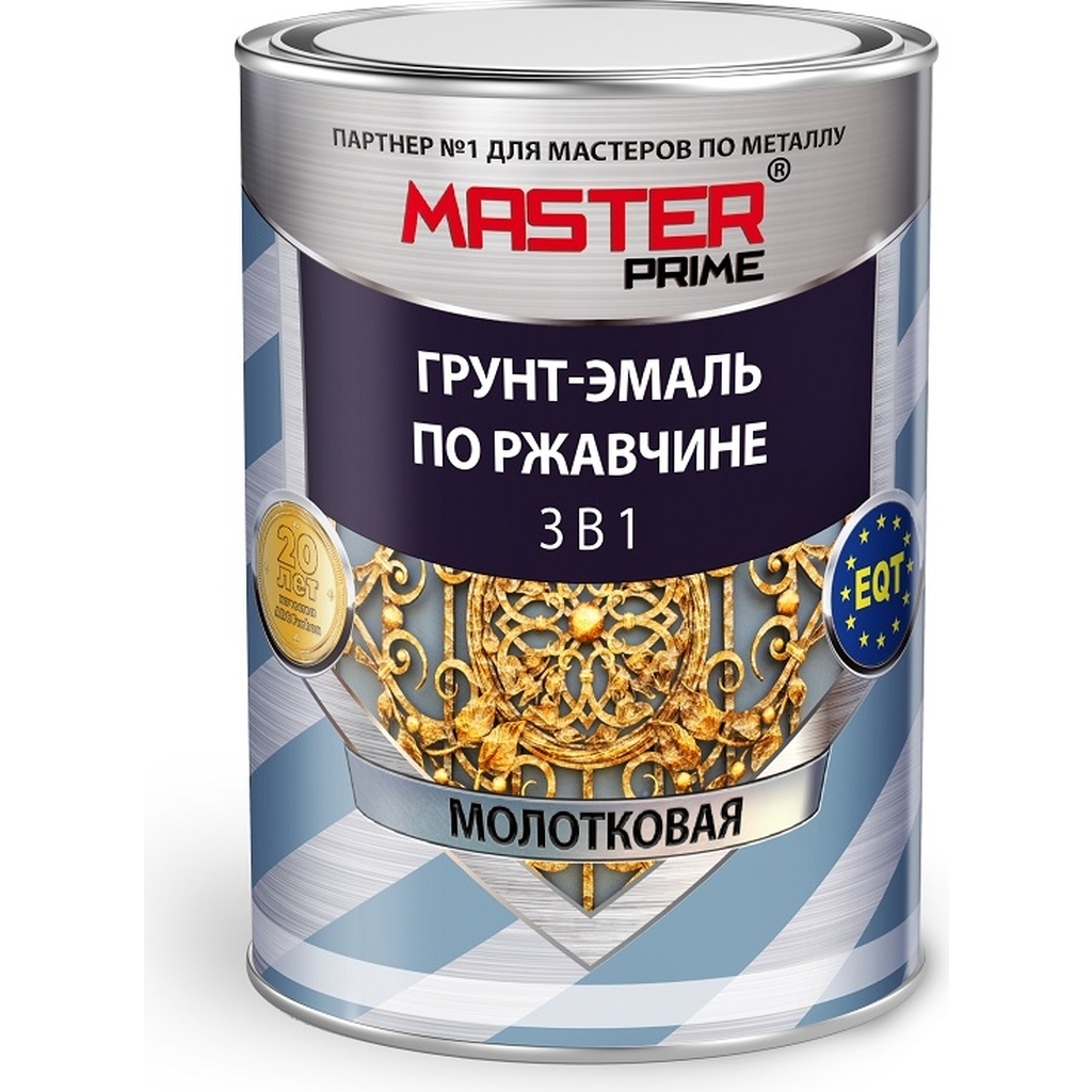 Грунт-эмаль по ржавчине MASTER PRIME 3 в 1 молотковая, зеленый, 0.9 л 4300005028