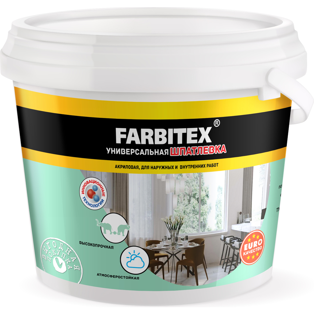Акриловая шпатлевка Farbitex (для наружных и внутренних работ; 9 кг) 4300001568