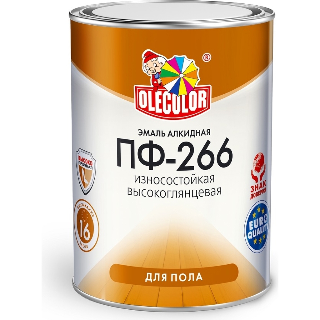 Эмаль для пола OLECOLOR ПФ-266 красно-коричневый, 2.7 кг 4300000274