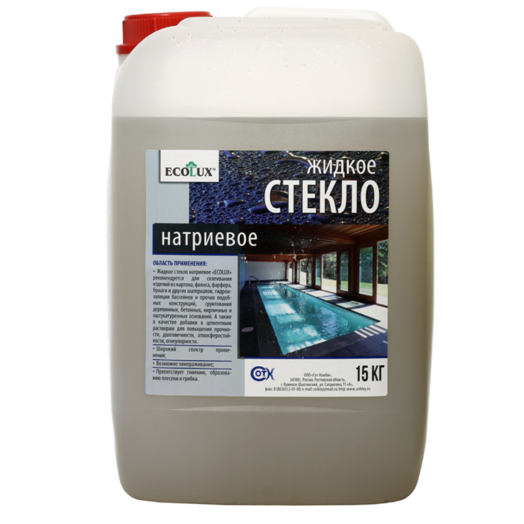 Жидкое натриевое стекло ECOLUX 15 кг 4607133682415