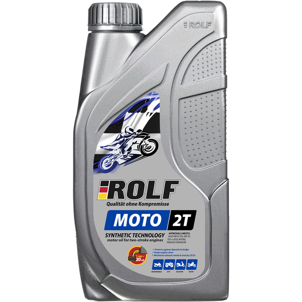 Масло моторное полусинтетическое MOTO 2T пластик 1 л Rolf 322663