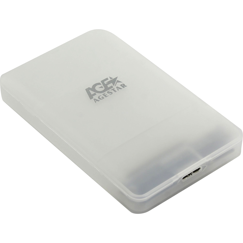 Внешний корпус AgeStar USB 3.0 2.5" SATAIII HDD/SSD, USB 3.0, пластик, белый, 3UBCP3 (WHITE)