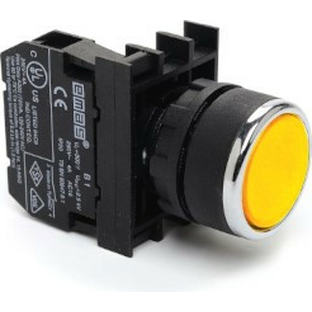 Кнопка с блоком подсветки Emas желтая B130DS