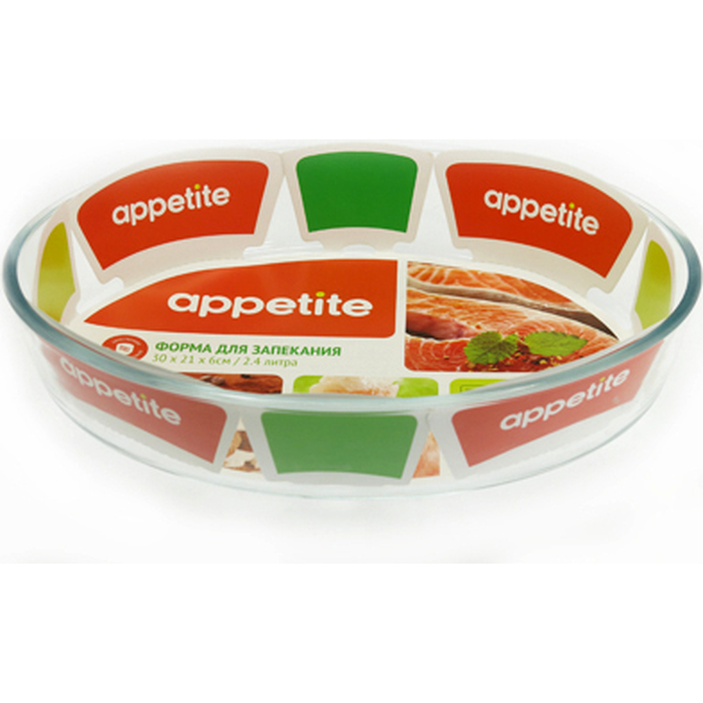 Стеклянная овальная форма appetite 30x21x6 см 2.4 л PL11