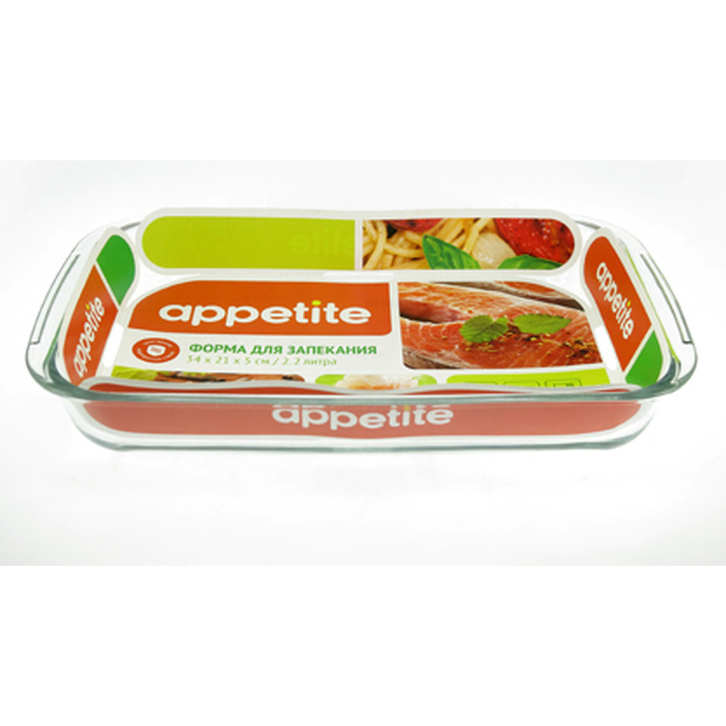 Стеклянная прямоугольная форма appetite 34x21x5 см 2.2 л PL5