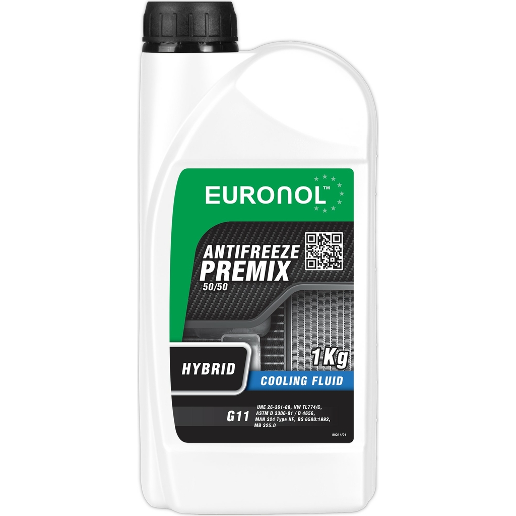 Охлаждающая жидкость EURONOL ANTIFREEZE HYBRID READY G11, зеленый, 1 кг 80214